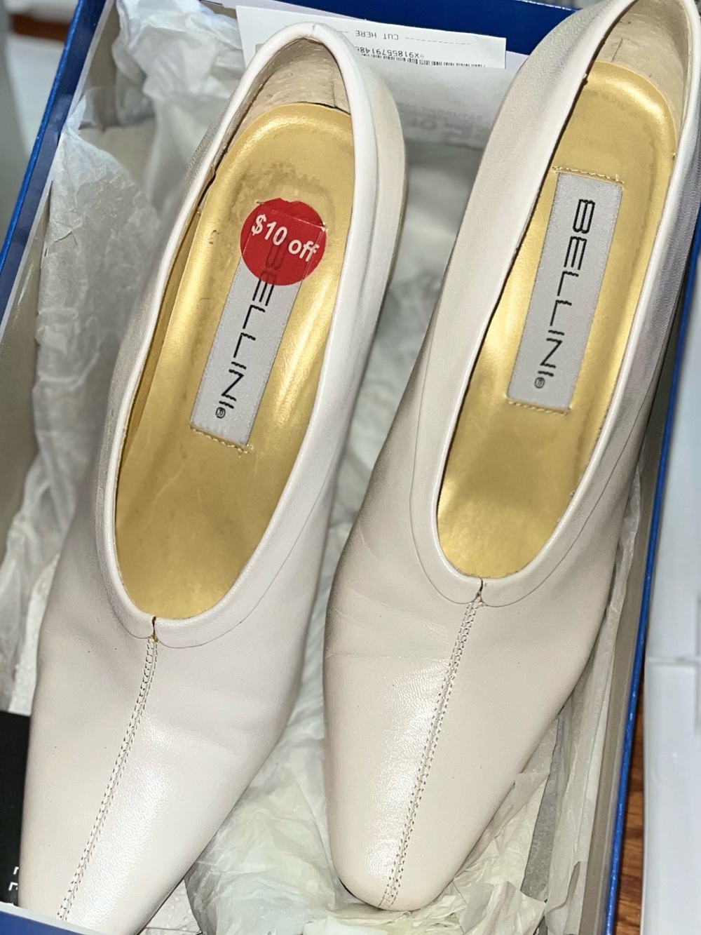 Bellini Women's Cream Leather Almond-Toe Dress Pumps